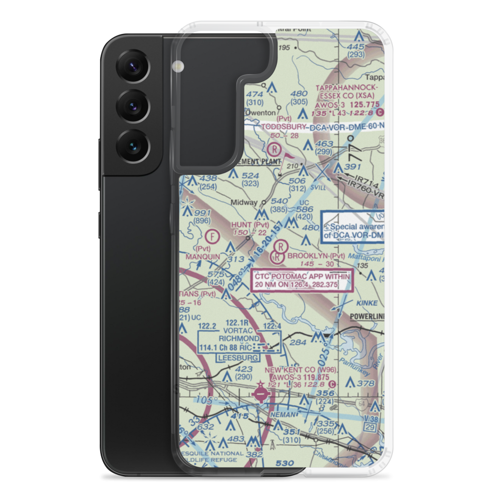 Hunt Airport (0VA3) VFR Sectional Samsung Case Samsung Galaxy S22 Plus model shown