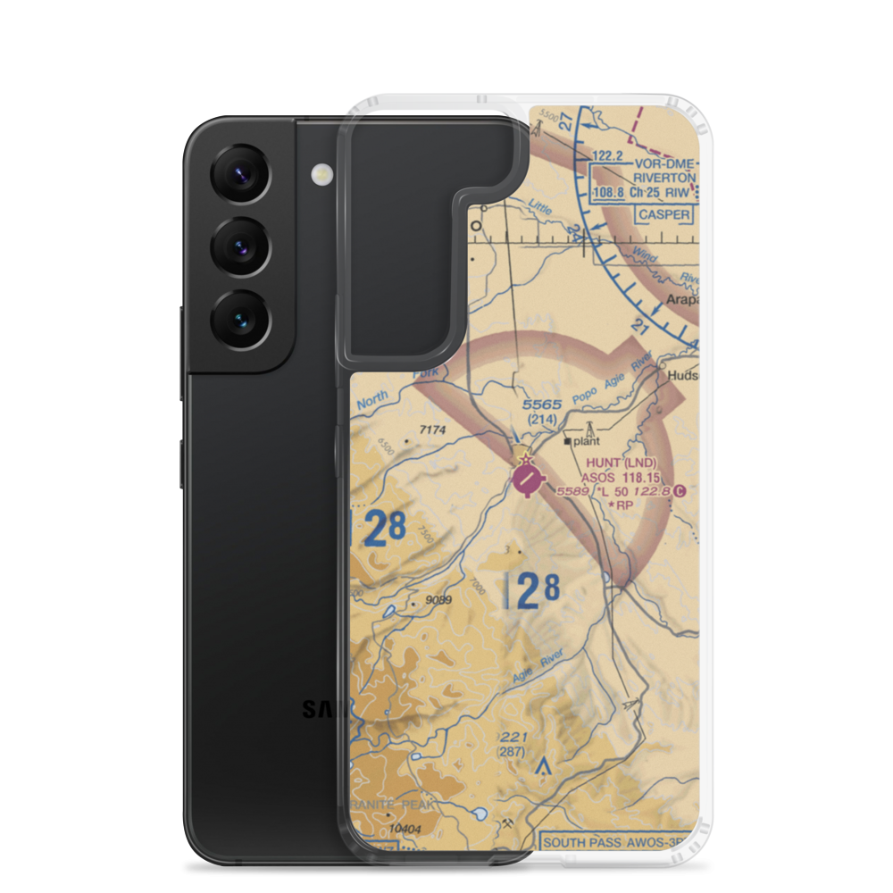 Hunt Field (LND) VFR Sectional Samsung Case Samsung Galaxy S22 model shown