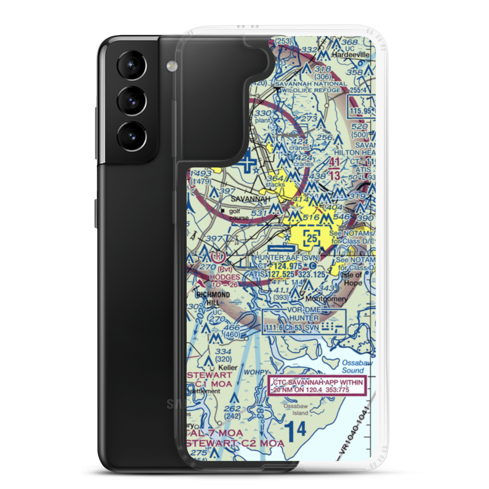 Hunter Army Air Field (SVN) VFR Sectional Samsung Case Samsung Galaxy S21 Plus model shown