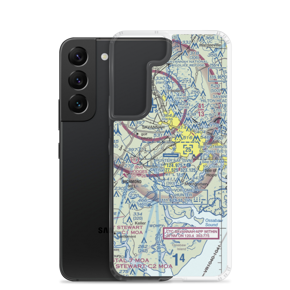 Hunter Army Air Field (SVN) VFR Sectional Samsung Case Samsung Galaxy S22 model shown