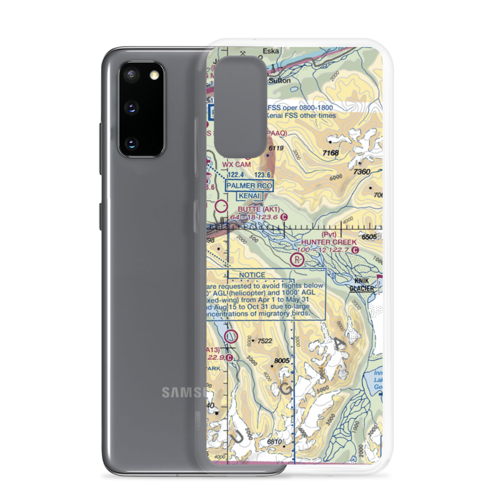 Hunter Creek Airport (AK66) VFR Sectional Samsung Case Samsung Galaxy S20 model shown