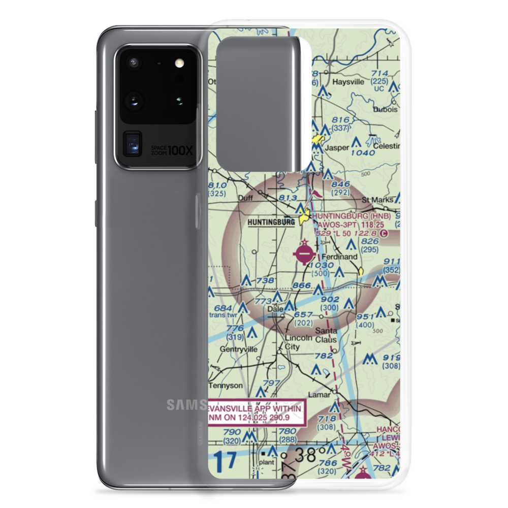 Huntingburg Airport (HNB) VFR Sectional Samsung Case Samsung Galaxy S20 Ultra model shown
