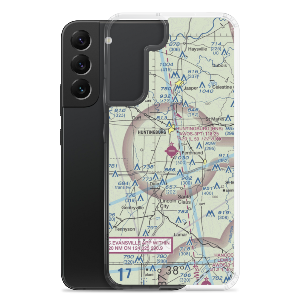 Huntingburg Airport (HNB) VFR Sectional Samsung Case Samsung Galaxy S22 Plus model shown