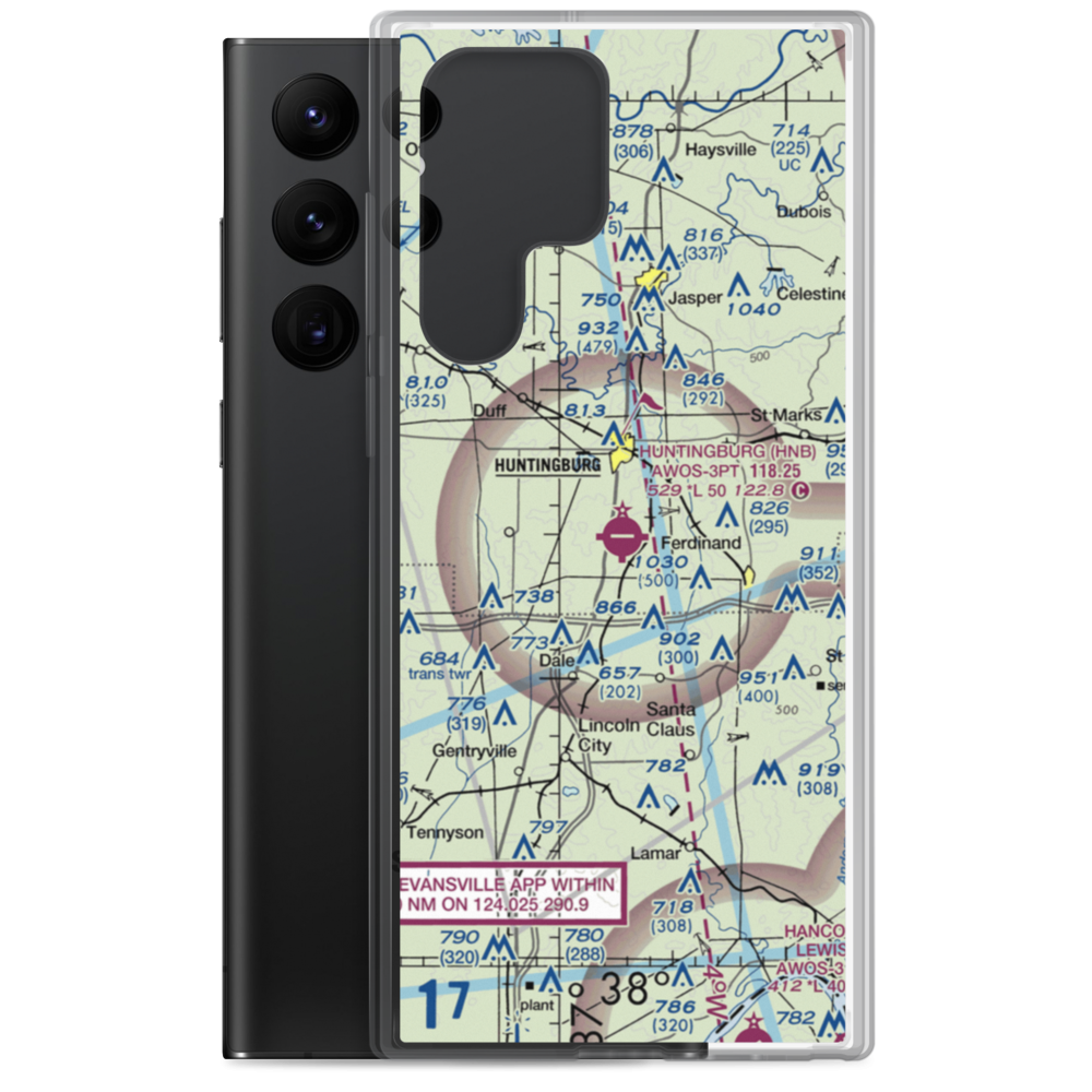 Huntingburg Airport (HNB) VFR Sectional Samsung Case Samsung Galaxy S22 Ultra model shown
