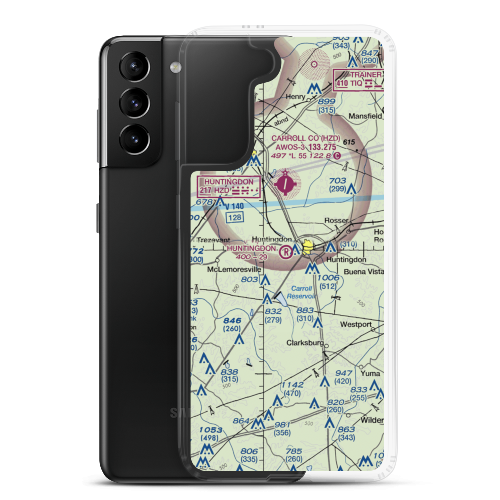 Huntingdon Airport (TN16) VFR Sectional Samsung Case Samsung Galaxy S21 Plus model shown