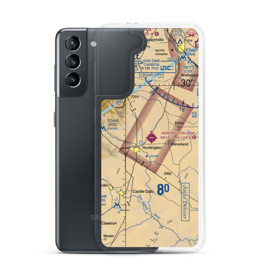 Huntington Municipal Airport (69V) VFR Sectional Samsung Case Samsung Galaxy S21 model shown