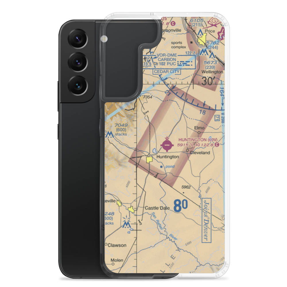Huntington Municipal Airport (69V) VFR Sectional Samsung Case Samsung Galaxy S22 Plus model shown