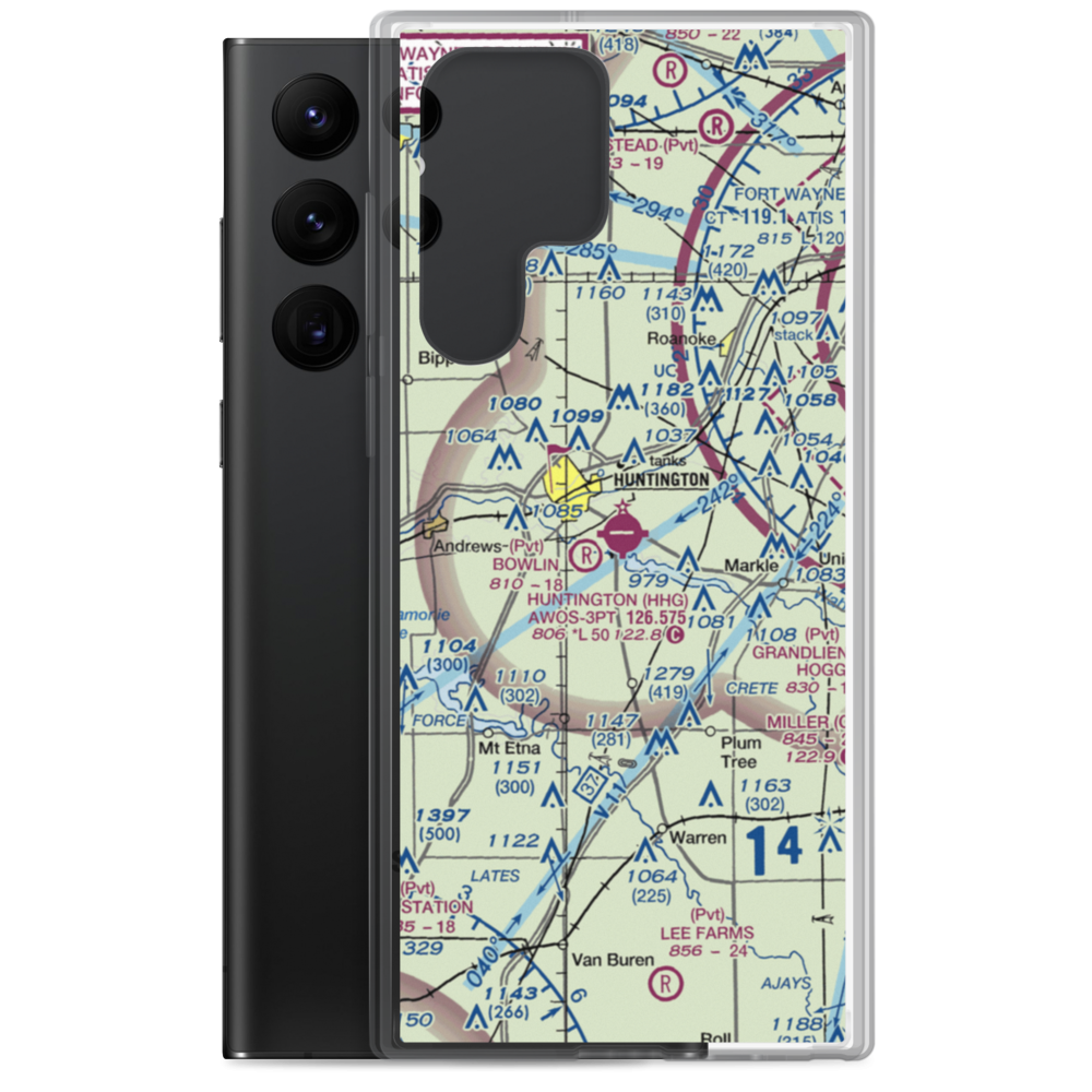 Huntington Municipal Airport (HHG) VFR Sectional Samsung Case Samsung Galaxy S22 Ultra model shown