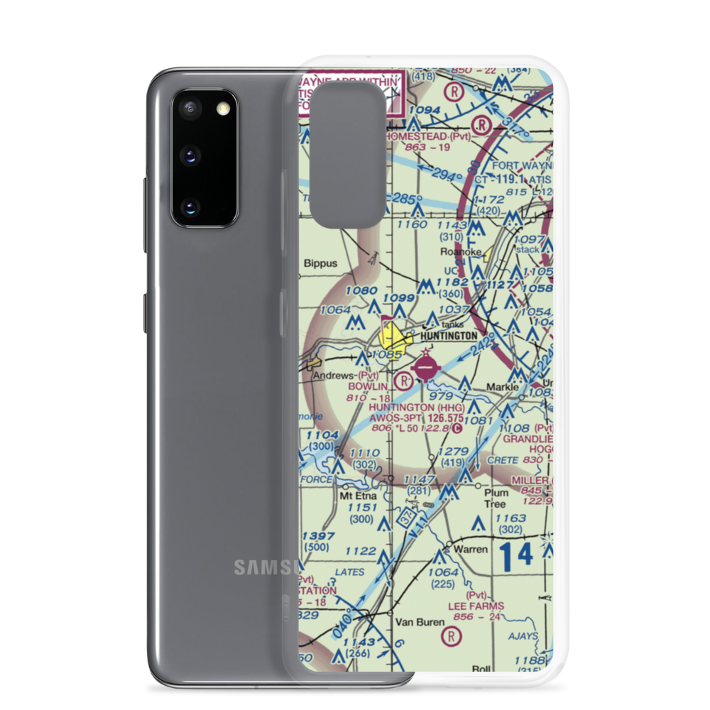 Huntington Municipal Airport (HHG) VFR Sectional Samsung Case Samsung Galaxy S20 model shown