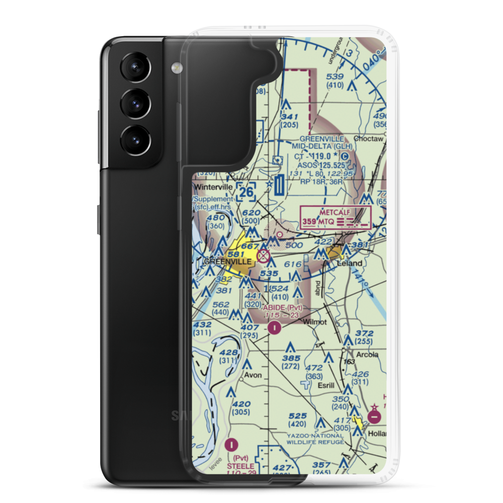 Huntley Airport (MS25) VFR Sectional Samsung Case Samsung Galaxy S21 Plus model shown
