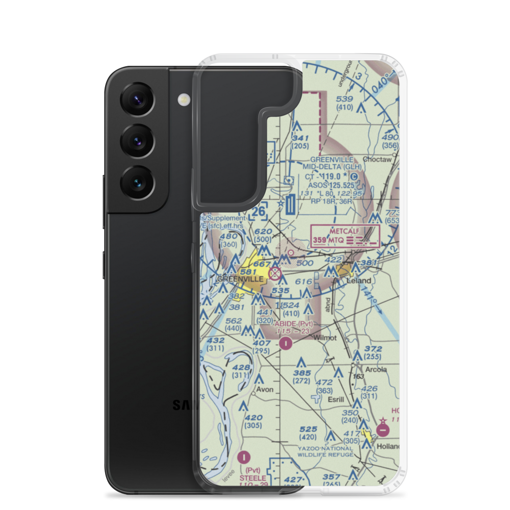 Huntley Airport (MS25) VFR Sectional Samsung Case Samsung Galaxy S22 model shown