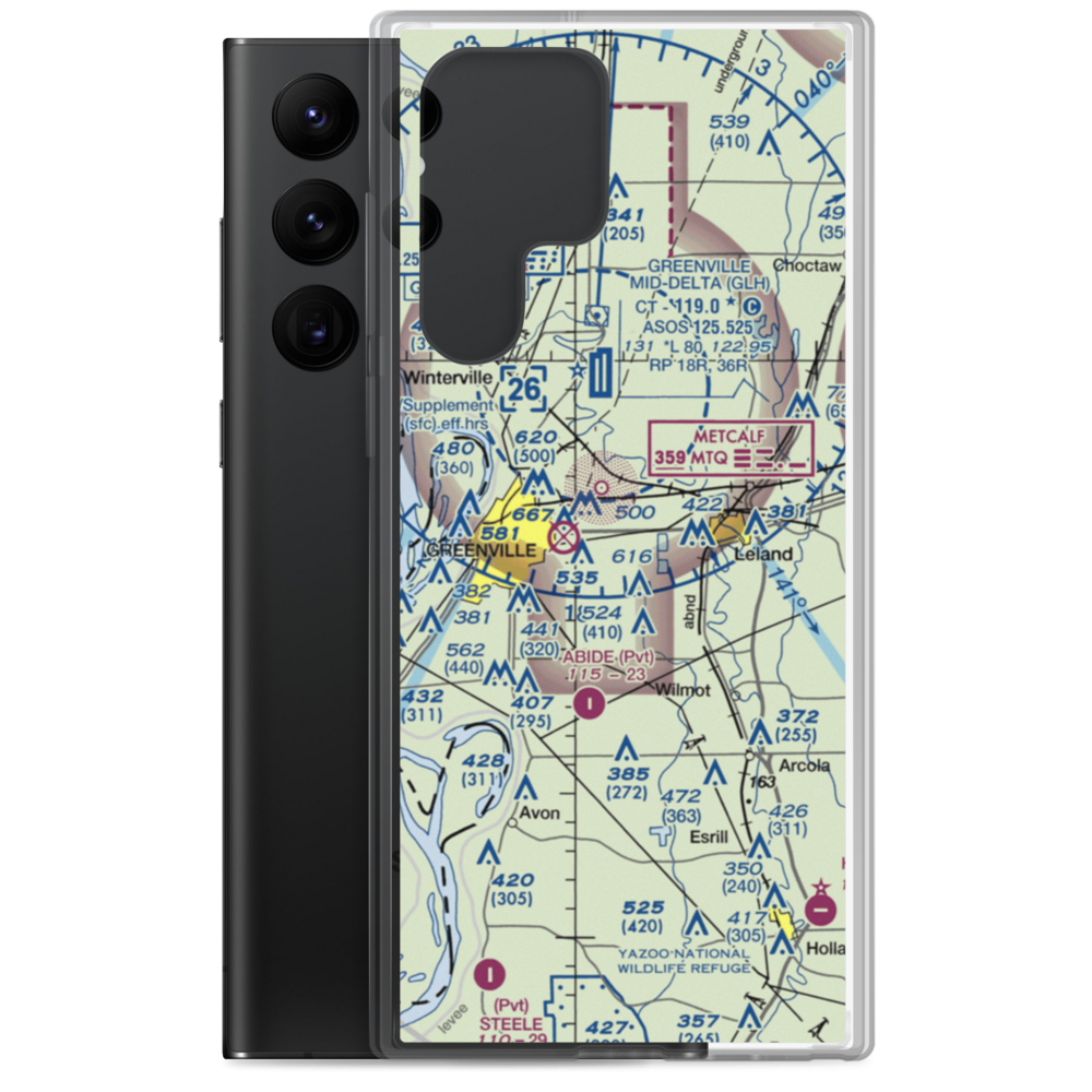 Huntley Airport (MS25) VFR Sectional Samsung Case Samsung Galaxy S22 Ultra model shown