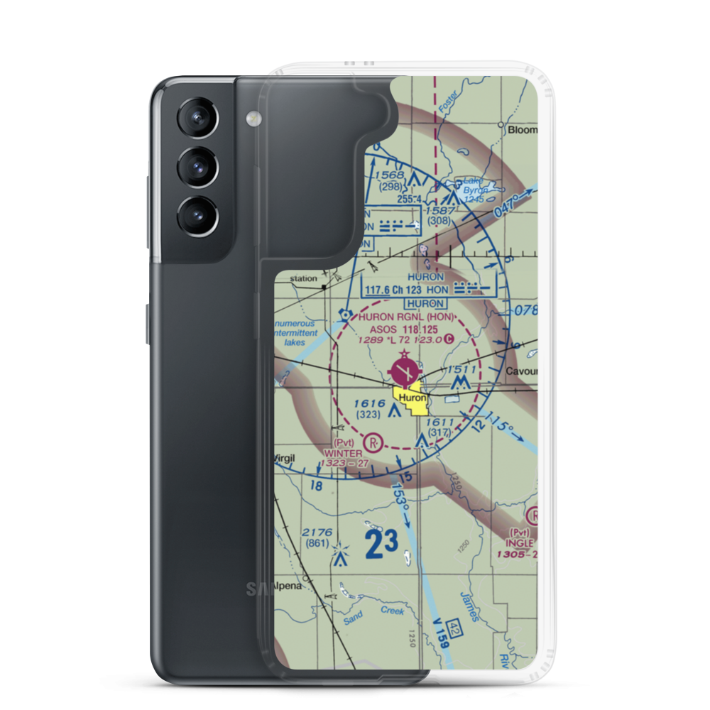 Huron Regional Airport (HON) VFR Sectional Samsung Case Samsung Galaxy S21 model shown