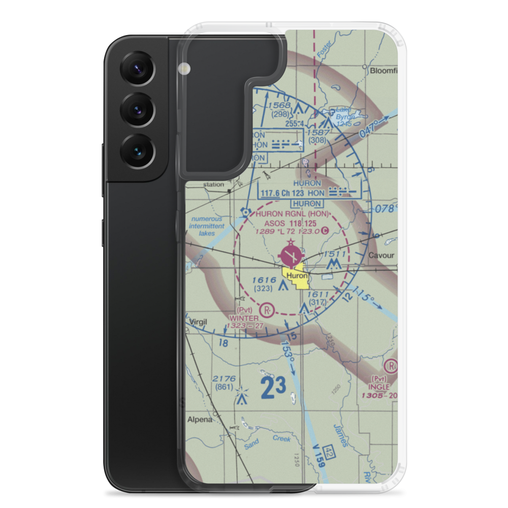 Huron Regional Airport (HON) VFR Sectional Samsung Case Samsung Galaxy S22 Plus model shown