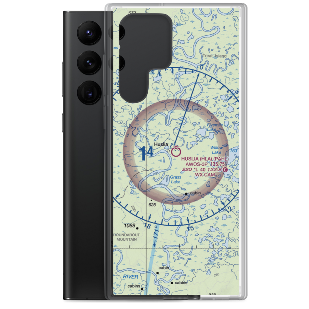 Huslia Airport (HLA) VFR Sectional Samsung Case Samsung Galaxy S22 Ultra model shown