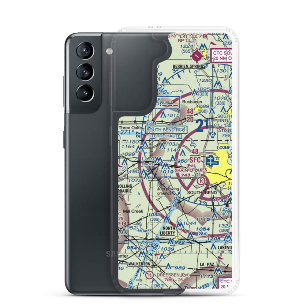 Hustons Airport (IN93) VFR Sectional Samsung Case Samsung Galaxy S21 model shown