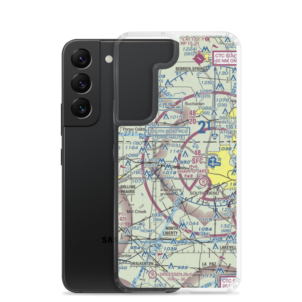 Hustons Airport (IN93) VFR Sectional Samsung Case Samsung Galaxy S22 model shown