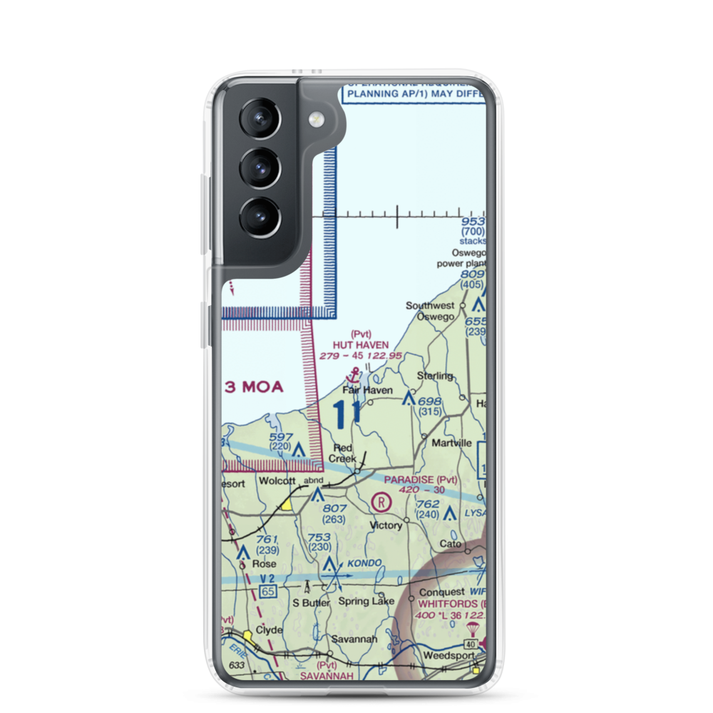 Hut Haven Seaplane Base (77NY) VFR Sectional Samsung Case Samsung Galaxy S21 model shown