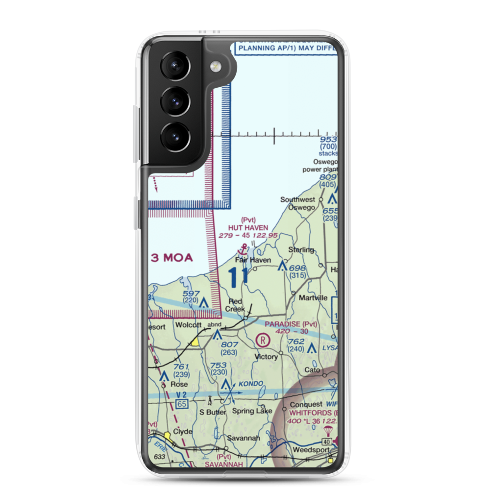 Hut Haven Seaplane Base (77NY) VFR Sectional Samsung Case Samsung Galaxy S21 Plus model shown