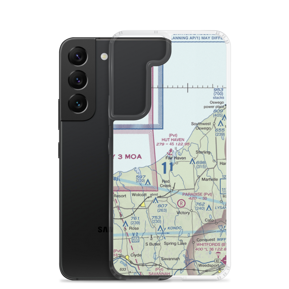 Hut Haven Seaplane Base (77NY) VFR Sectional Samsung Case Samsung Galaxy S22 model shown