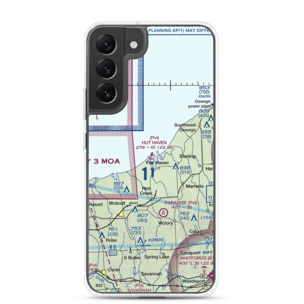 Hut Haven Seaplane Base (77NY) VFR Sectional Samsung Case Samsung Galaxy S22 Plus model shown