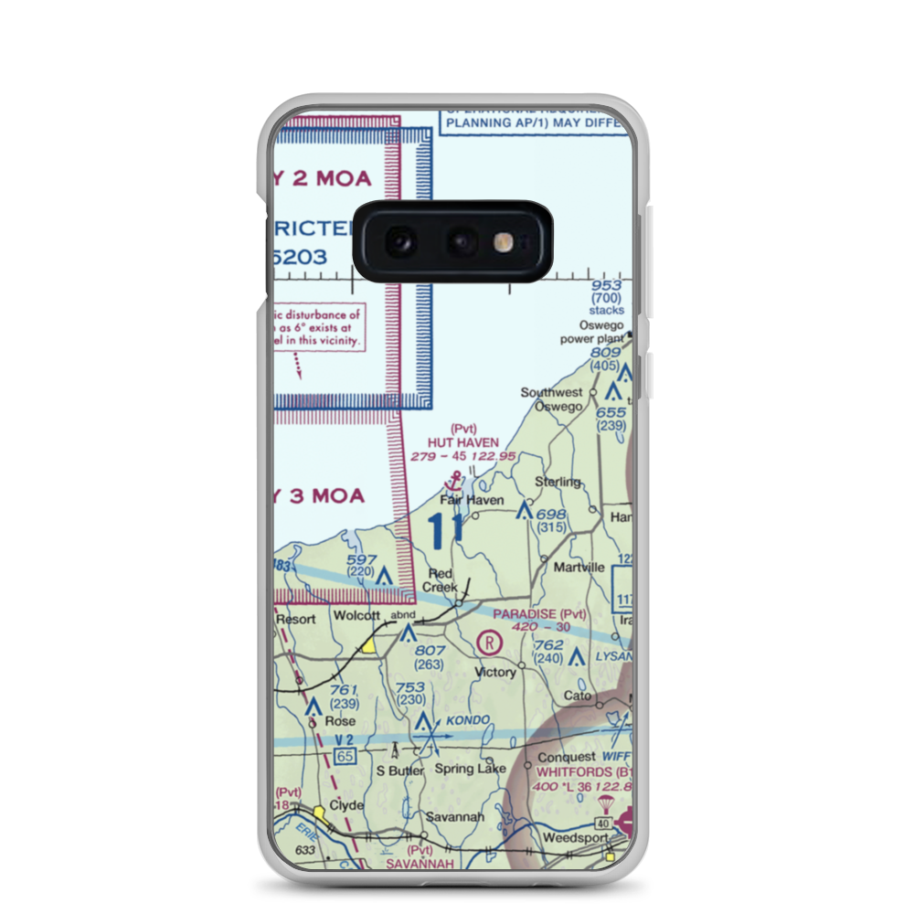 Hut Haven Seaplane Base (77NY) VFR Sectional Samsung Case Samsung Galaxy S10e model shown