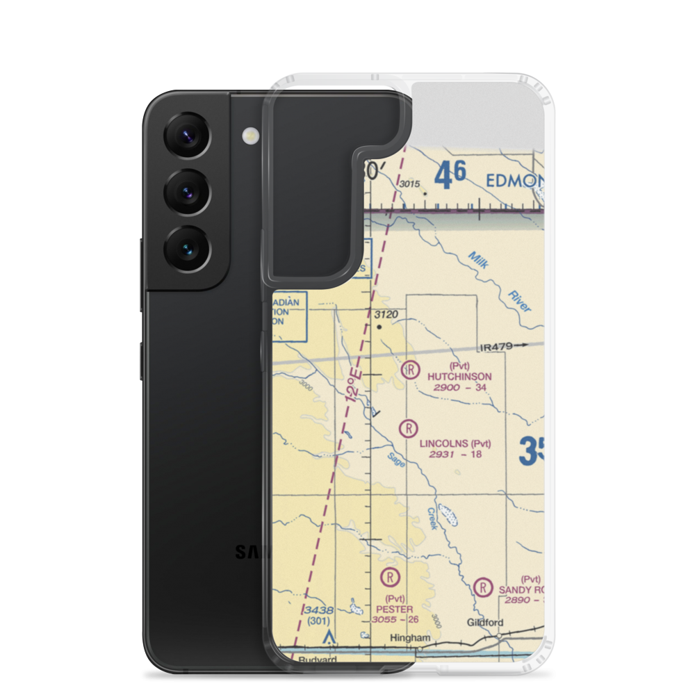Hutchinson Airport (26MT) VFR Sectional Samsung Case Samsung Galaxy S22 model shown