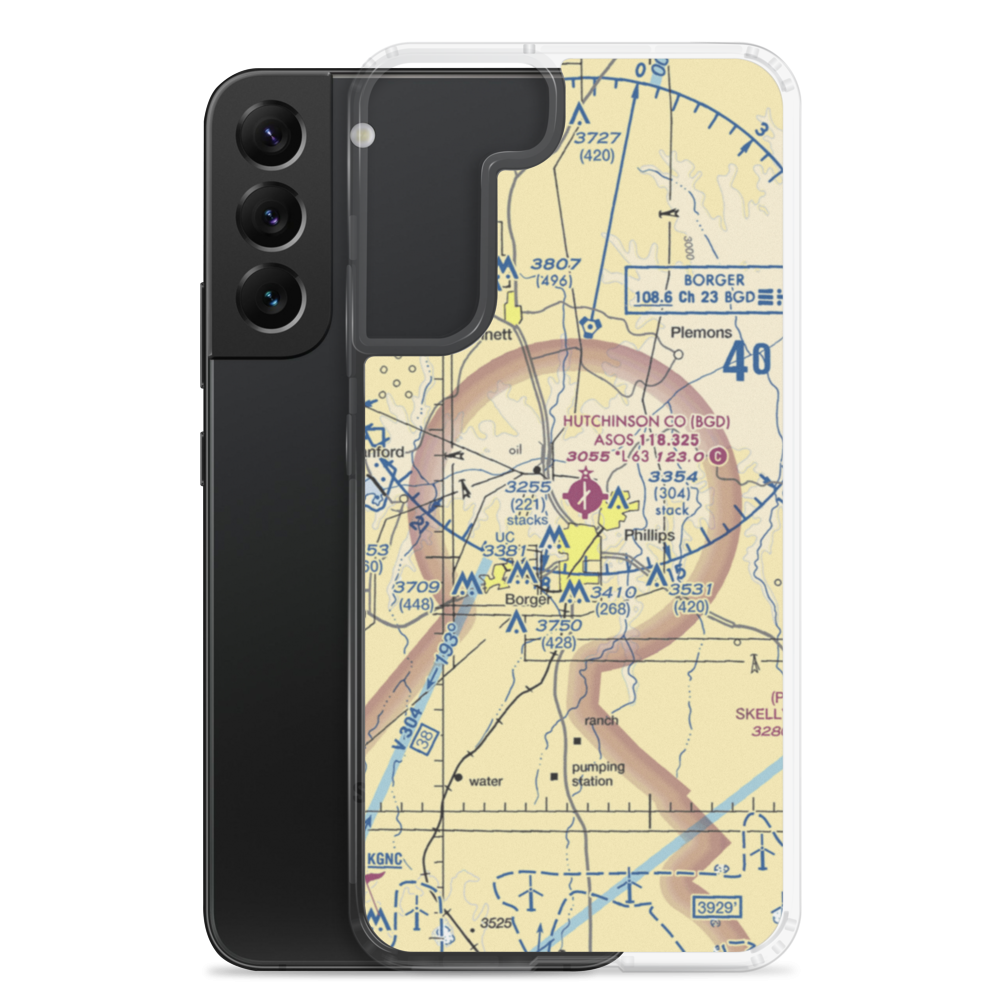 Hutchinson County Airport (BGD) VFR Sectional Samsung Case Samsung Galaxy S22 Plus model shown