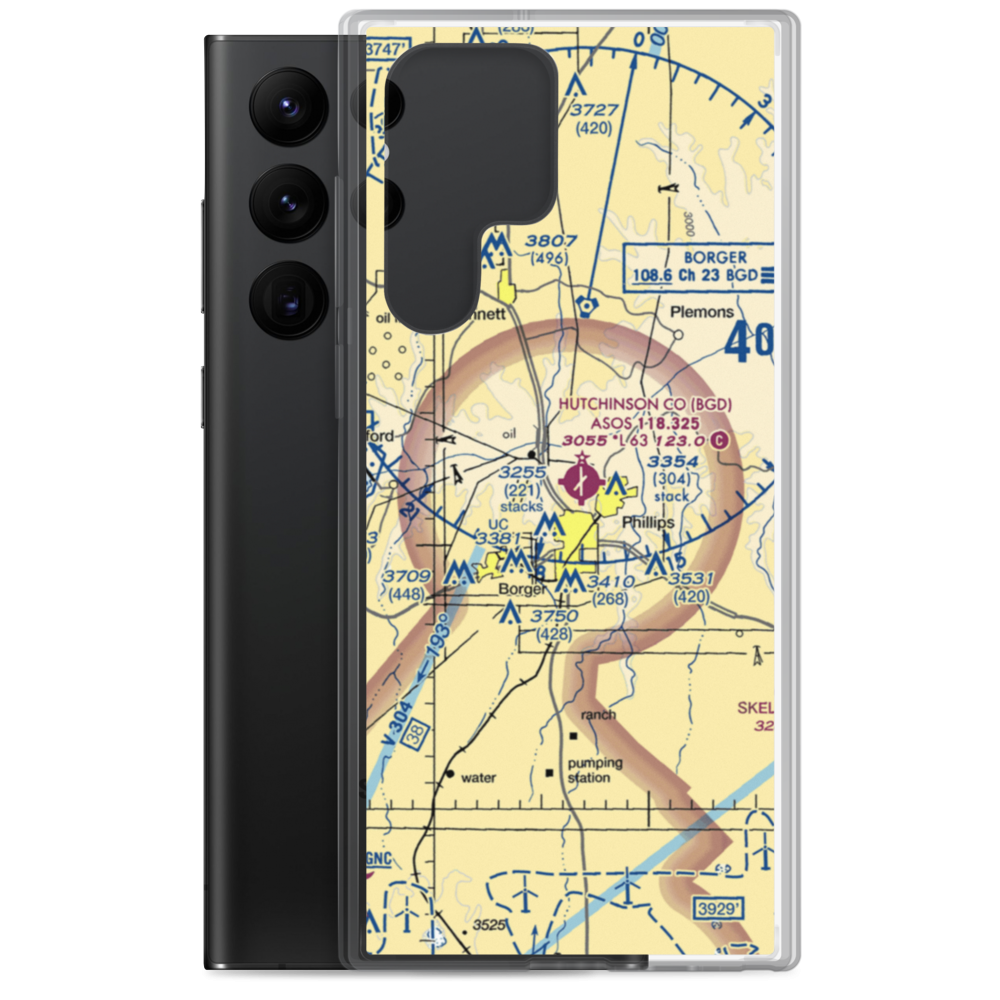 Hutchinson County Airport (BGD) VFR Sectional Samsung Case Samsung Galaxy S22 Ultra model shown