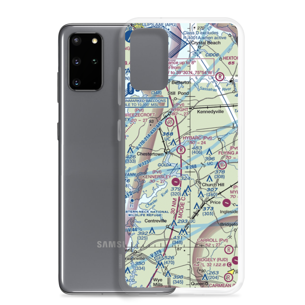 Hybarc Farm Airport (MD19) VFR Sectional Samsung Case Samsung Galaxy S20 Plus model shown