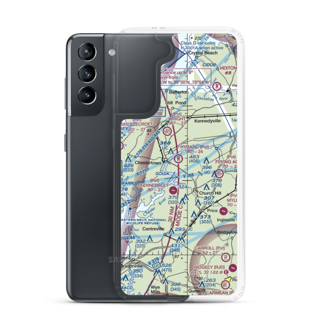 Hybarc Farm Airport (MD19) VFR Sectional Samsung Case Samsung Galaxy S21 model shown