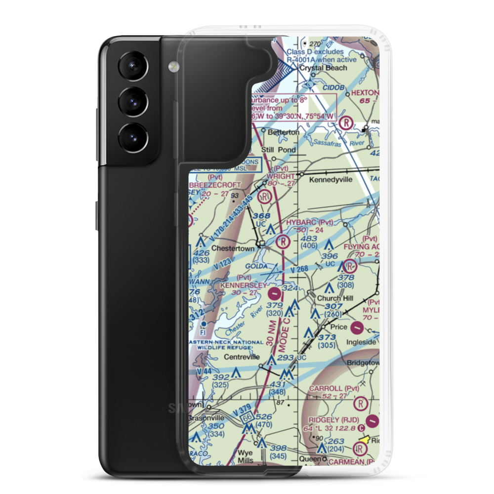 Hybarc Farm Airport (MD19) VFR Sectional Samsung Case Samsung Galaxy S21 Plus model shown