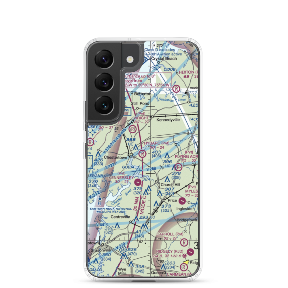 Hybarc Farm Airport (MD19) VFR Sectional Samsung Case Samsung Galaxy S22 model shown