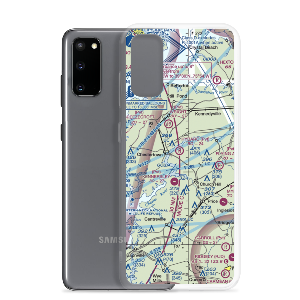 Hybarc Farm Airport (MD19) VFR Sectional Samsung Case Samsung Galaxy S20 model shown