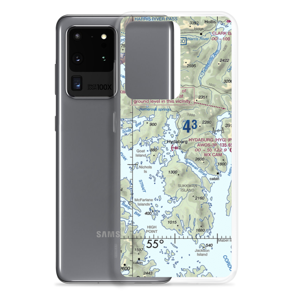 Hydaburg Seaplane Base (HYG) VFR Sectional Samsung Case Samsung Galaxy S20 Ultra model shown