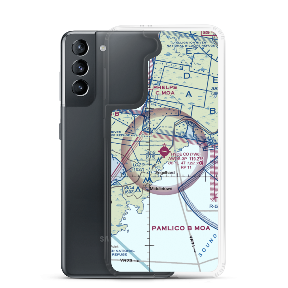 Hyde County Airport (7W6) VFR Sectional Samsung Case Samsung Galaxy S21 model shown