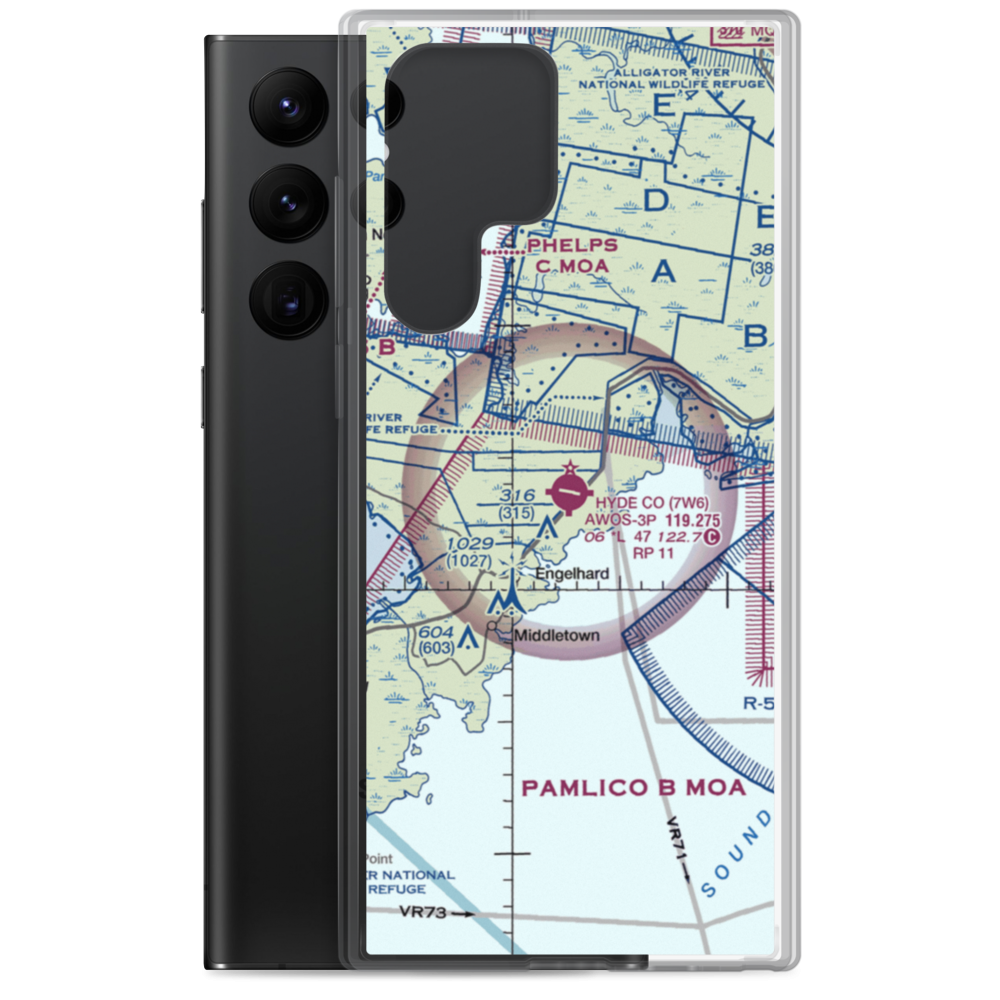 Hyde County Airport (7W6) VFR Sectional Samsung Case Samsung Galaxy S22 Ultra model shown