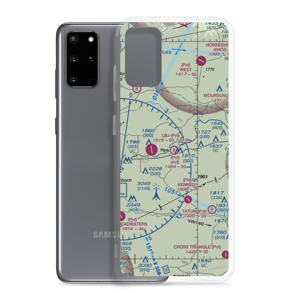 Hye Airport (0TS0) VFR Sectional Samsung Case Samsung Galaxy S20 Plus model shown