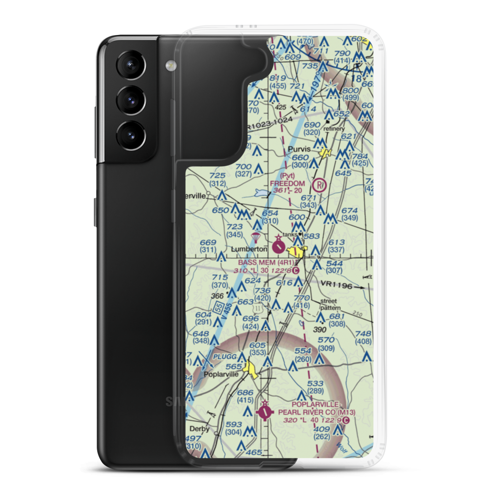 I H Bass Jr Memorial Airport (4R1) VFR Sectional Samsung Case Samsung Galaxy S21 Plus model shown