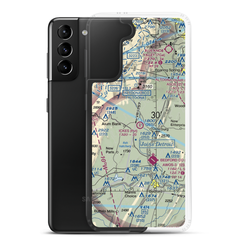 Ickes Airport (1PS0) VFR Sectional Samsung Case Samsung Galaxy S21 Plus model shown
