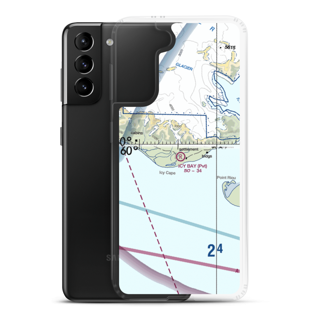 Icy Bay Airport (ICY) VFR Sectional Samsung Case Samsung Galaxy S21 Plus model shown