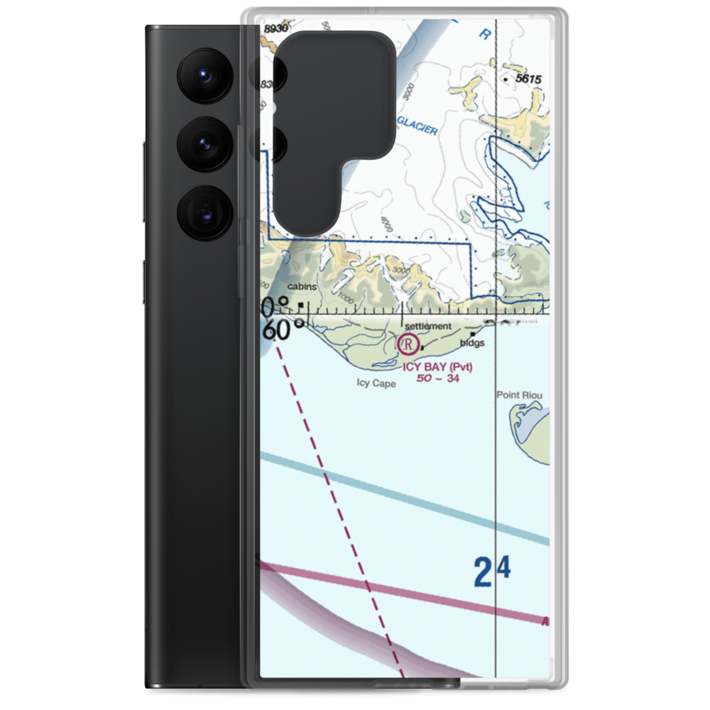 Icy Bay Airport (ICY) VFR Sectional Samsung Case Samsung Galaxy S22 Ultra model shown
