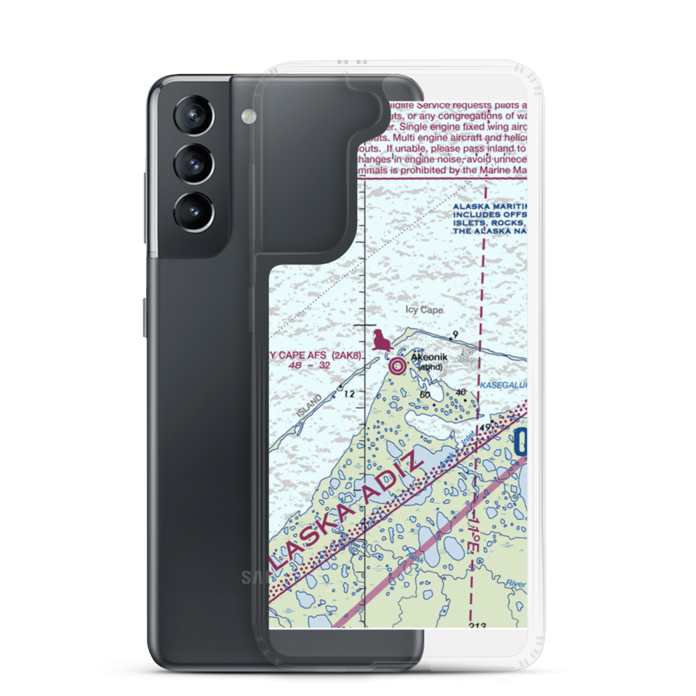 Icy Cape Afs Airport (2AK8) VFR Sectional Samsung Case Samsung Galaxy S21 model shown