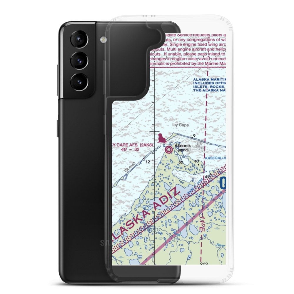 Icy Cape Afs Airport (2AK8) VFR Sectional Samsung Case Samsung Galaxy S21 Plus model shown