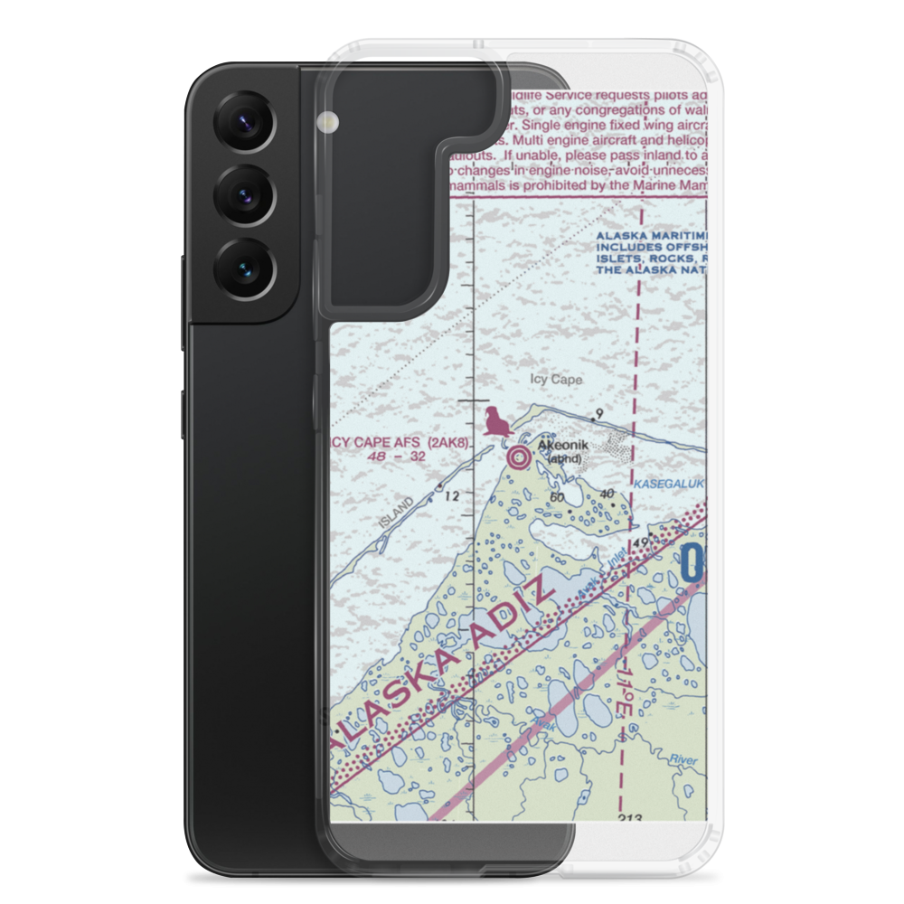 Icy Cape Afs Airport (2AK8) VFR Sectional Samsung Case Samsung Galaxy S22 Plus model shown