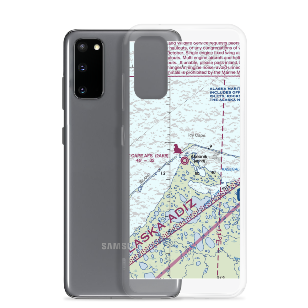 Icy Cape Afs Airport (2AK8) VFR Sectional Samsung Case Samsung Galaxy S20 model shown