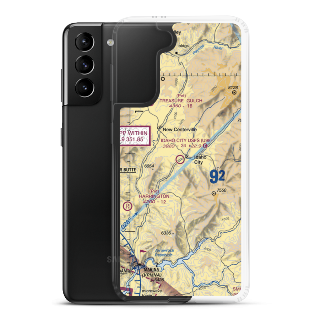 Idaho City US Forest Service Airport (U98) VFR Sectional Samsung Case Samsung Galaxy S21 Plus model shown