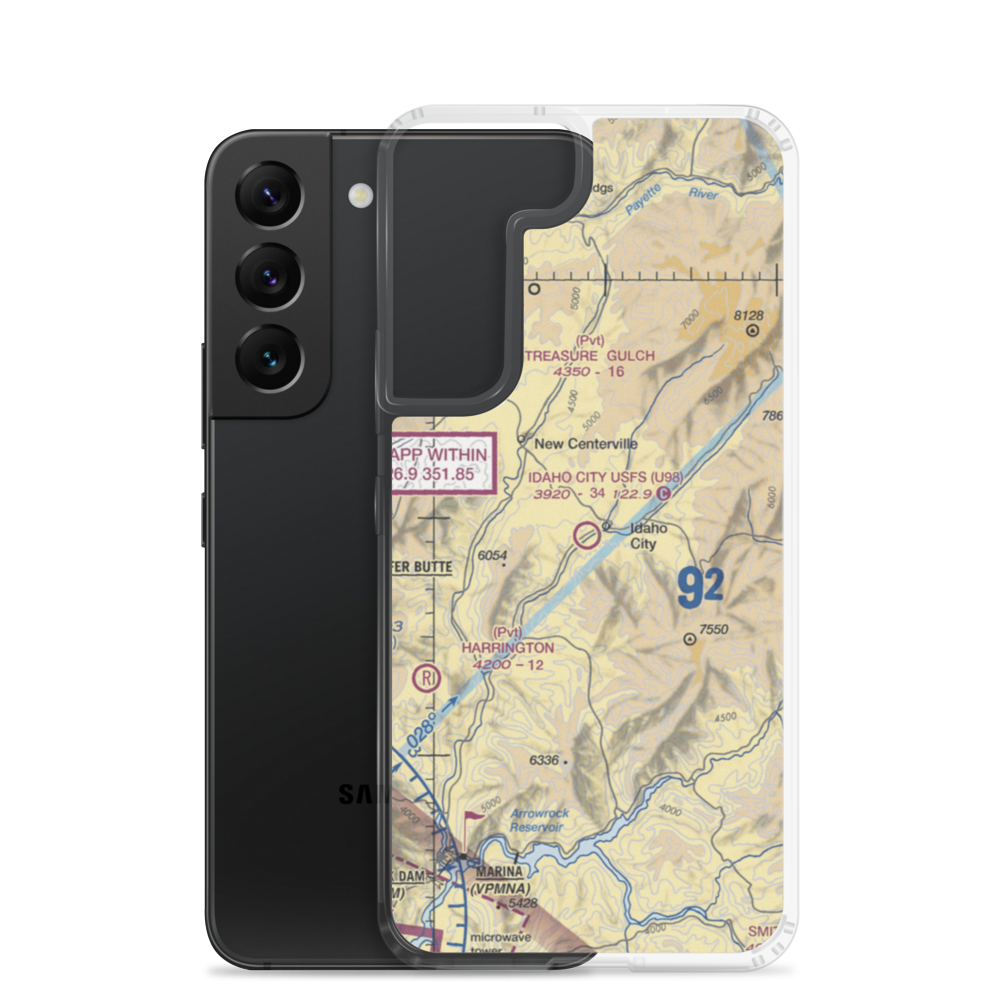 Idaho City US Forest Service Airport (U98) VFR Sectional Samsung Case Samsung Galaxy S22 model shown