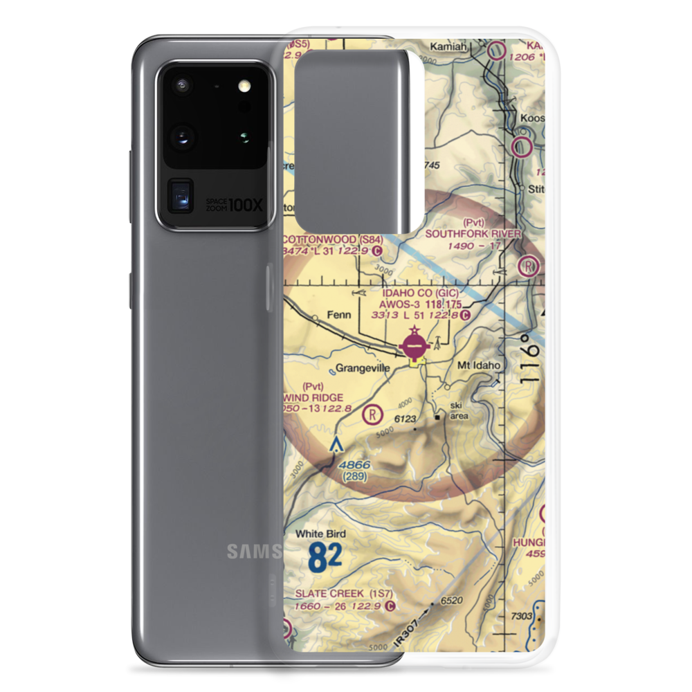 Idaho County Airport (GIC) VFR Sectional Samsung Case Samsung Galaxy S20 Ultra model shown