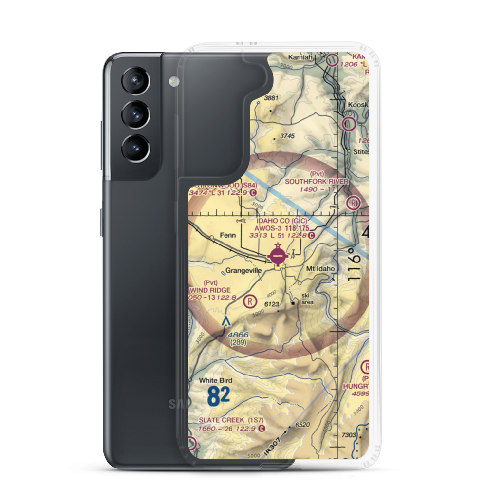 Idaho County Airport (GIC) VFR Sectional Samsung Case Samsung Galaxy S21 model shown
